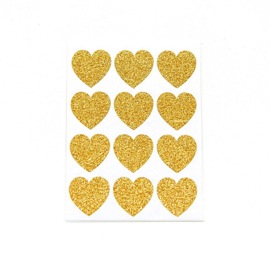 Pegatinas de glitter oro con forma de corazón