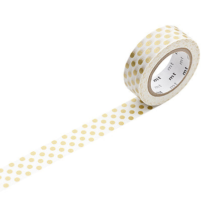 Washi tape de la marca MT Dot Gold con puntos color oro