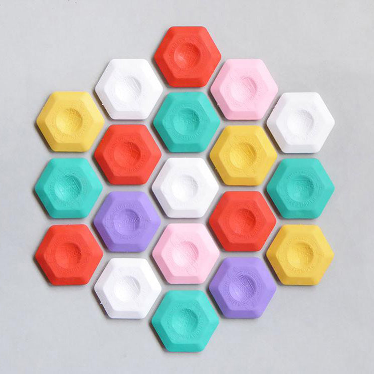 Goma de borrar hexagonal de colores vivos