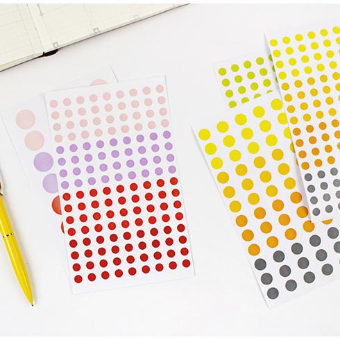 set de pegatinas redondas de colores - round sticker_estilographica