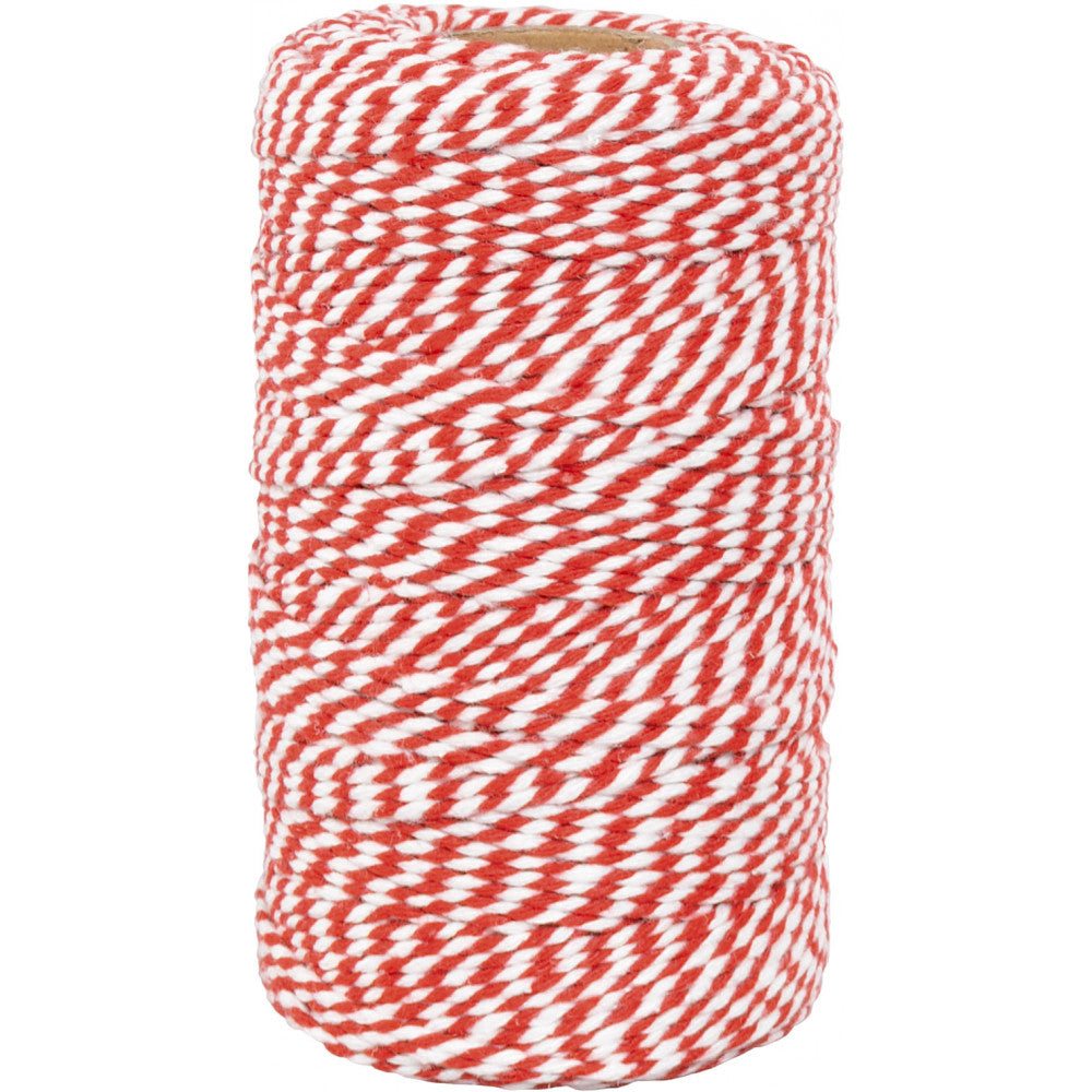 hilo de algodón trenzado baker's twine en color blanco y rojo